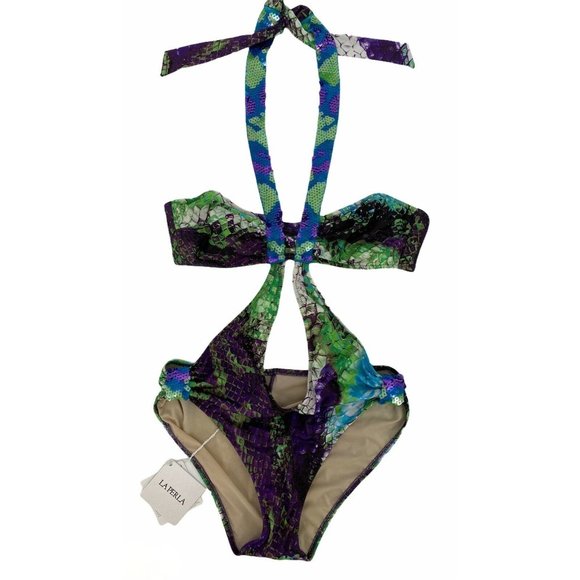 La Perla Python BEYONCE Instyle Gorgeous Sequin One Piece Swim Suit US 8 NWT - Picture 12 of 12